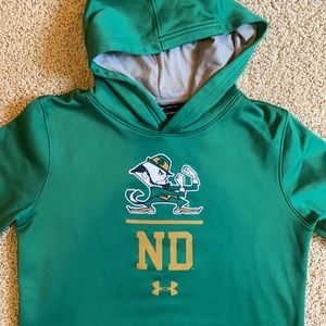 NCAA- NOTRE DAME youth size XL hooded sweatshirt. Under Armour